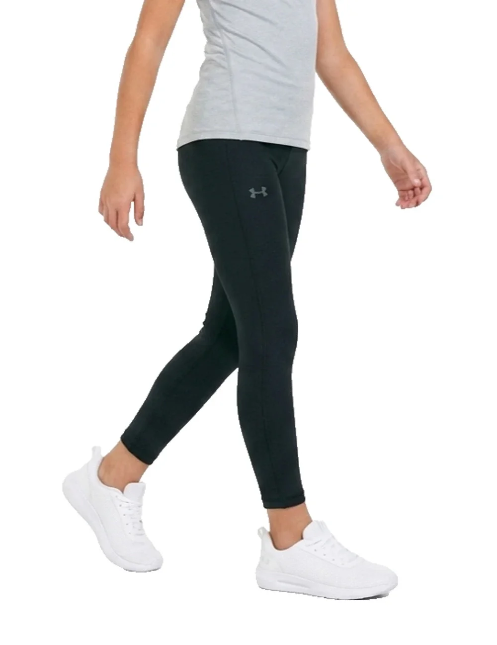 Under Armour Girls Motion Solid Ankle Crop Leggings Size YL Youth Large Black NW